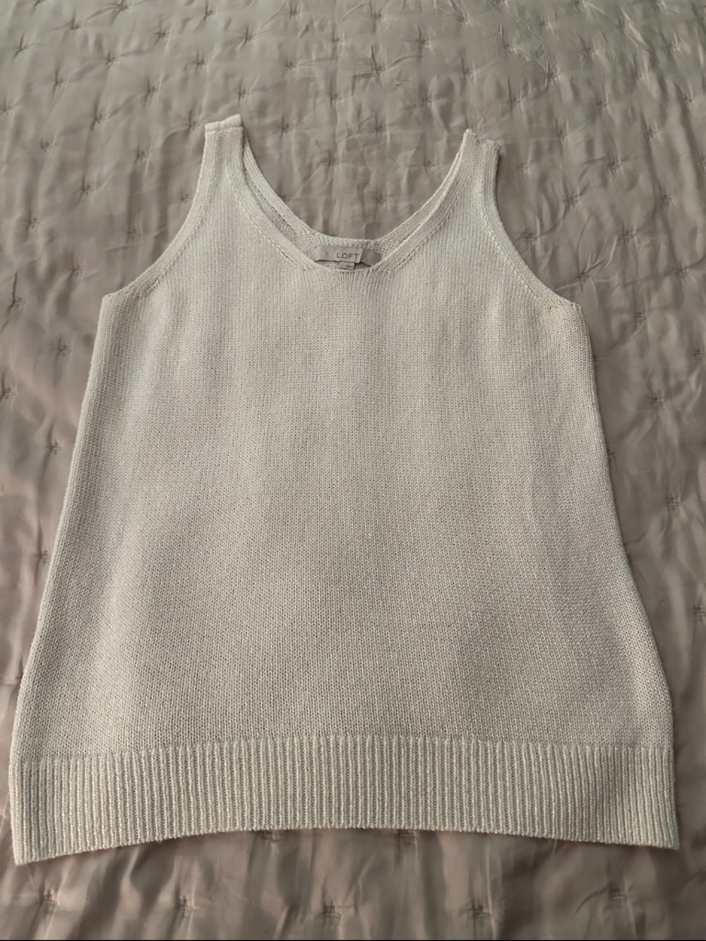 LOFT White Knit Tank Top